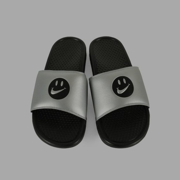 Nike Slides Have A Nike Day-Smiley Face (Silver) - Picture 1 of 5